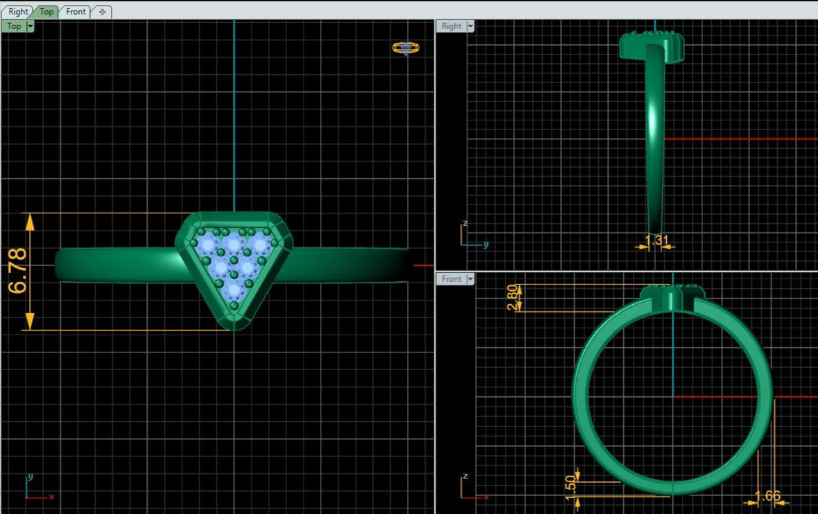 Trillion Shape Cluster Lab Grown Diamond 14K White Gold Wedding Band