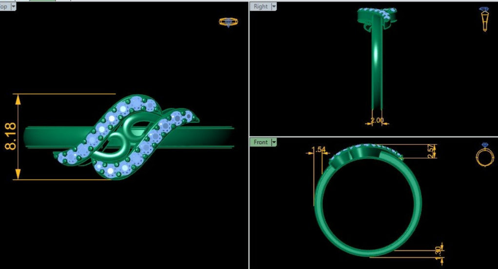 Lab Grown Diamond Swirl 14K White Gold Wedding Band