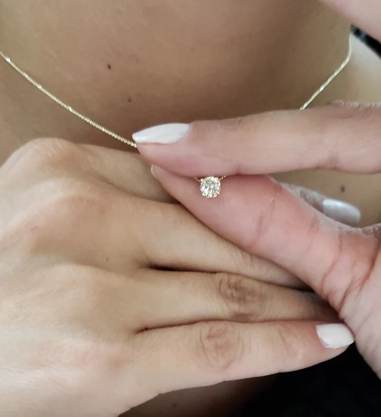14Kt Gold Moissanite Diamond Attached On Chain Necklace