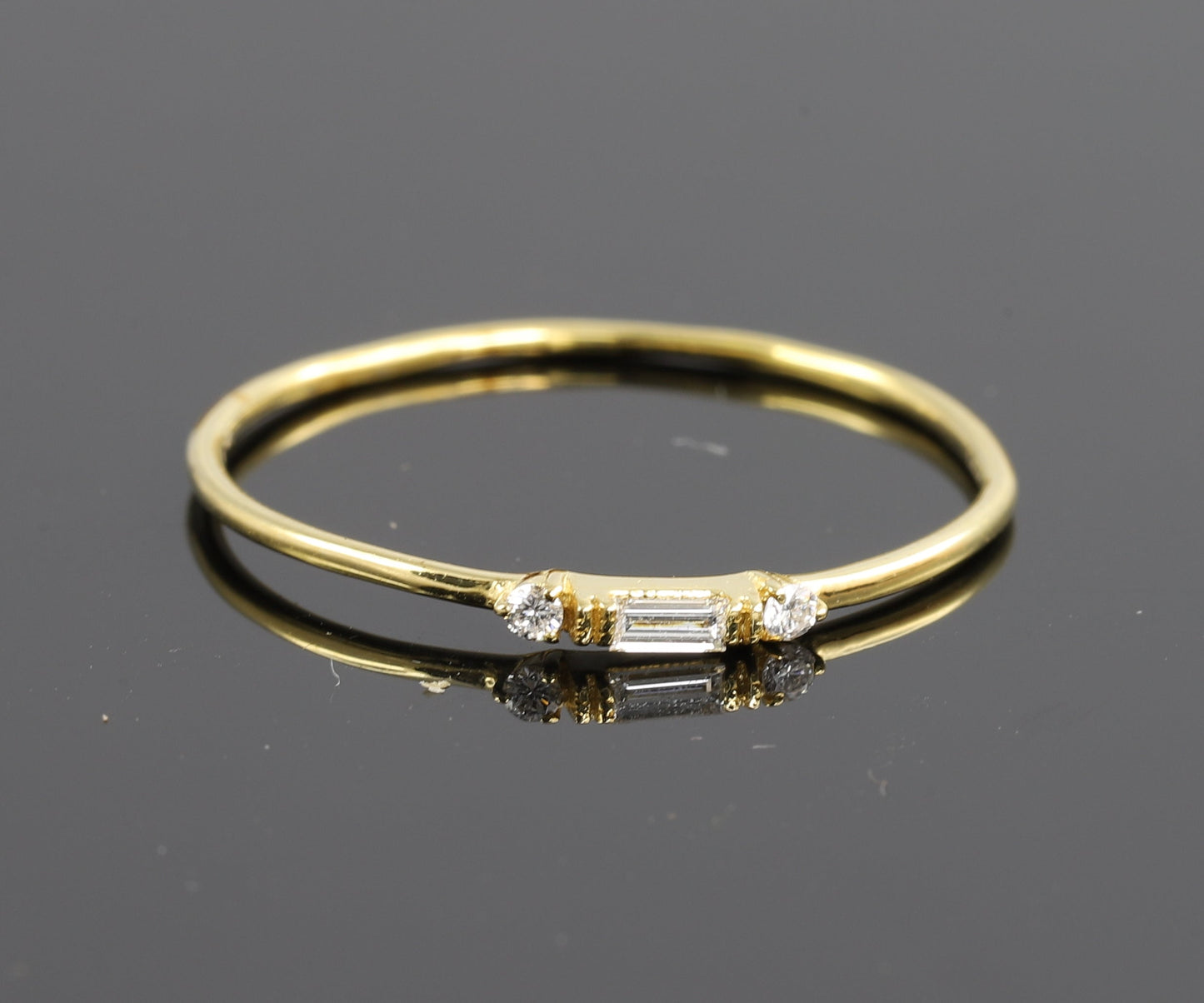 Three Stone Baguette Cut Moissanite Wedding Band