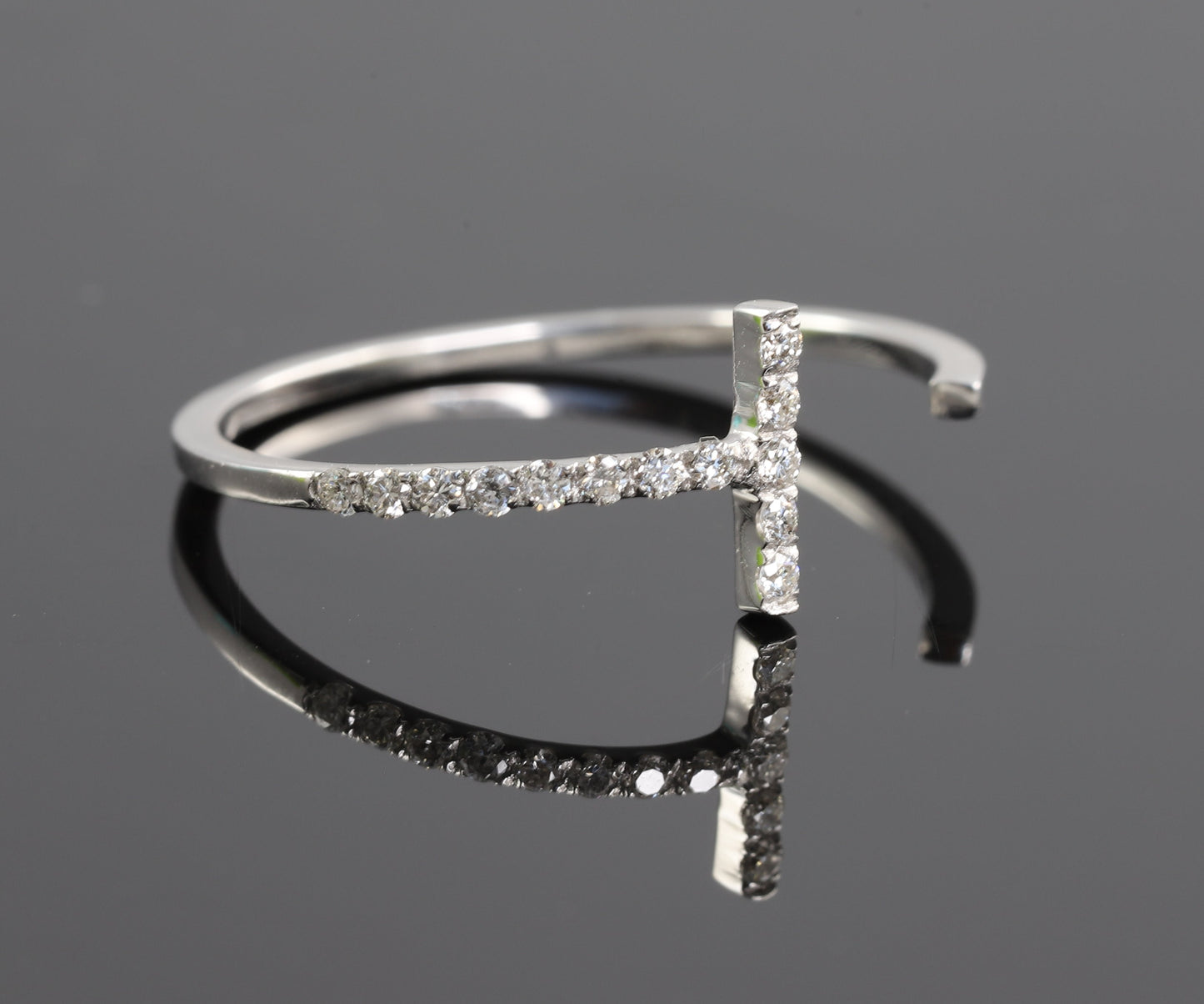 T Bar Open Cuff Round Cut Moissanite Band