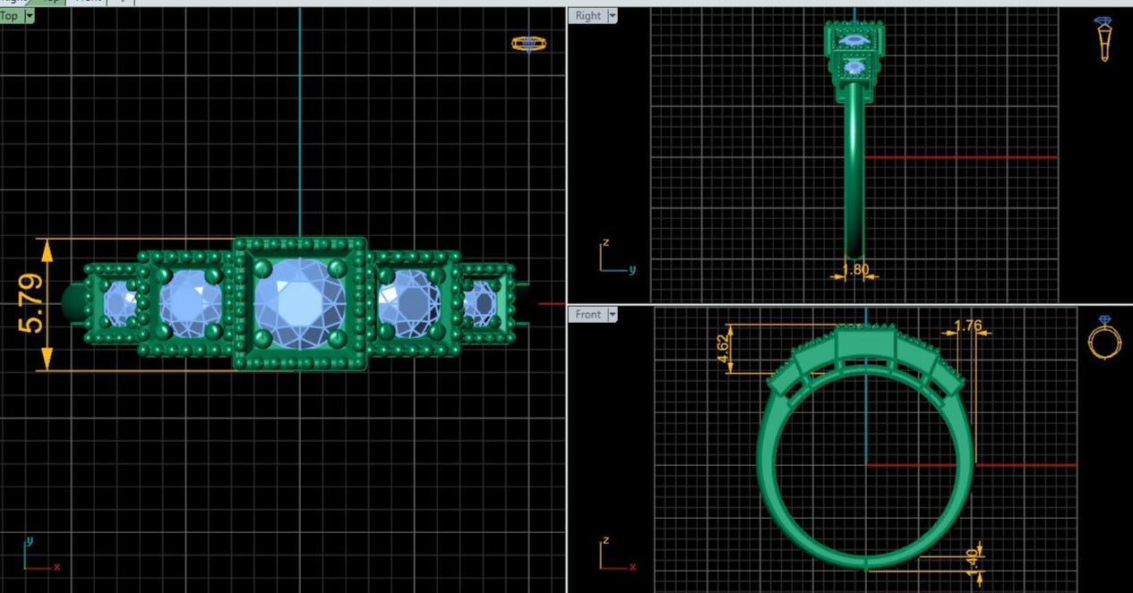 Lab Grown Diamond Five Stone 14K White Gold Wedding Ring