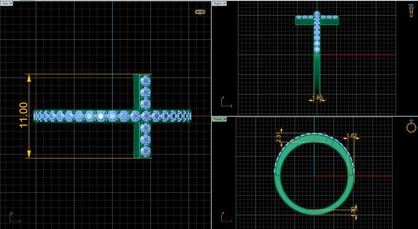 Lab Grown Diamond Cross Band 14K White Gold Wedding Band