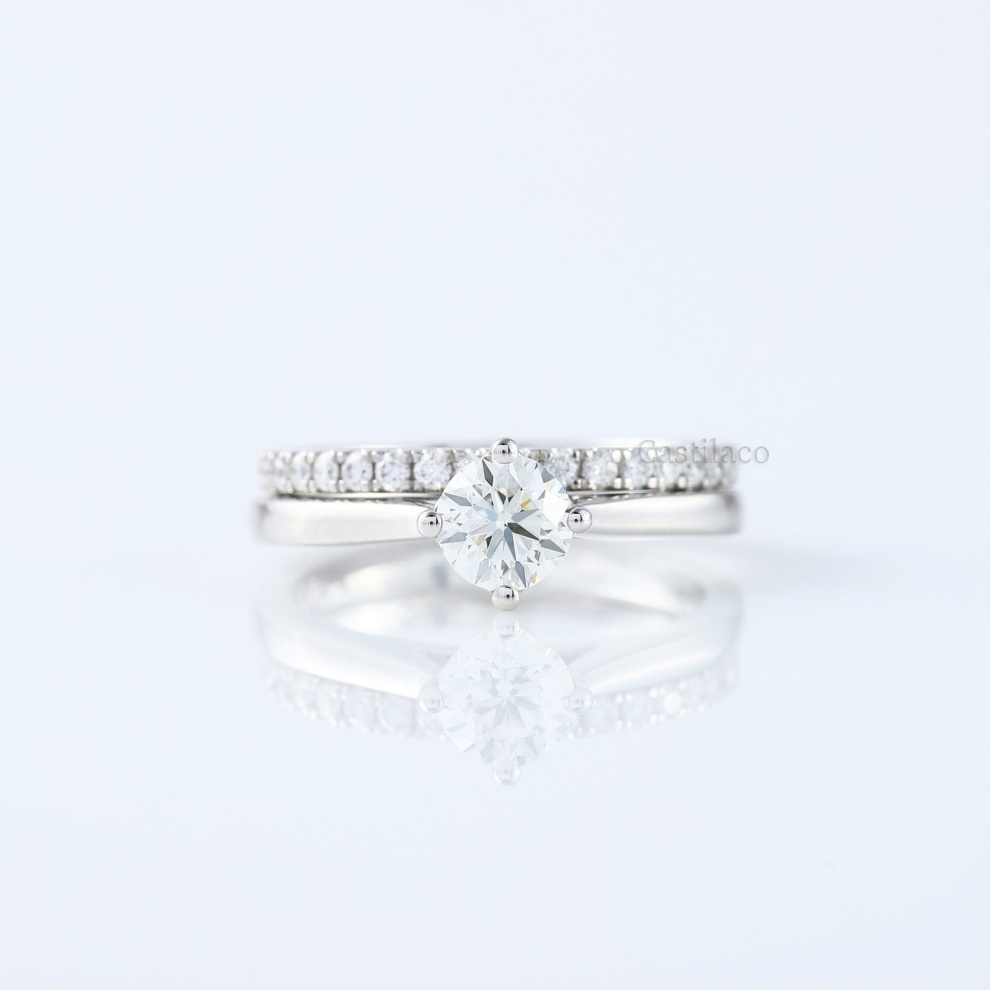1.23 TCW Round Brilliant Cut Solitaire Moissanite Wedding Ring Set