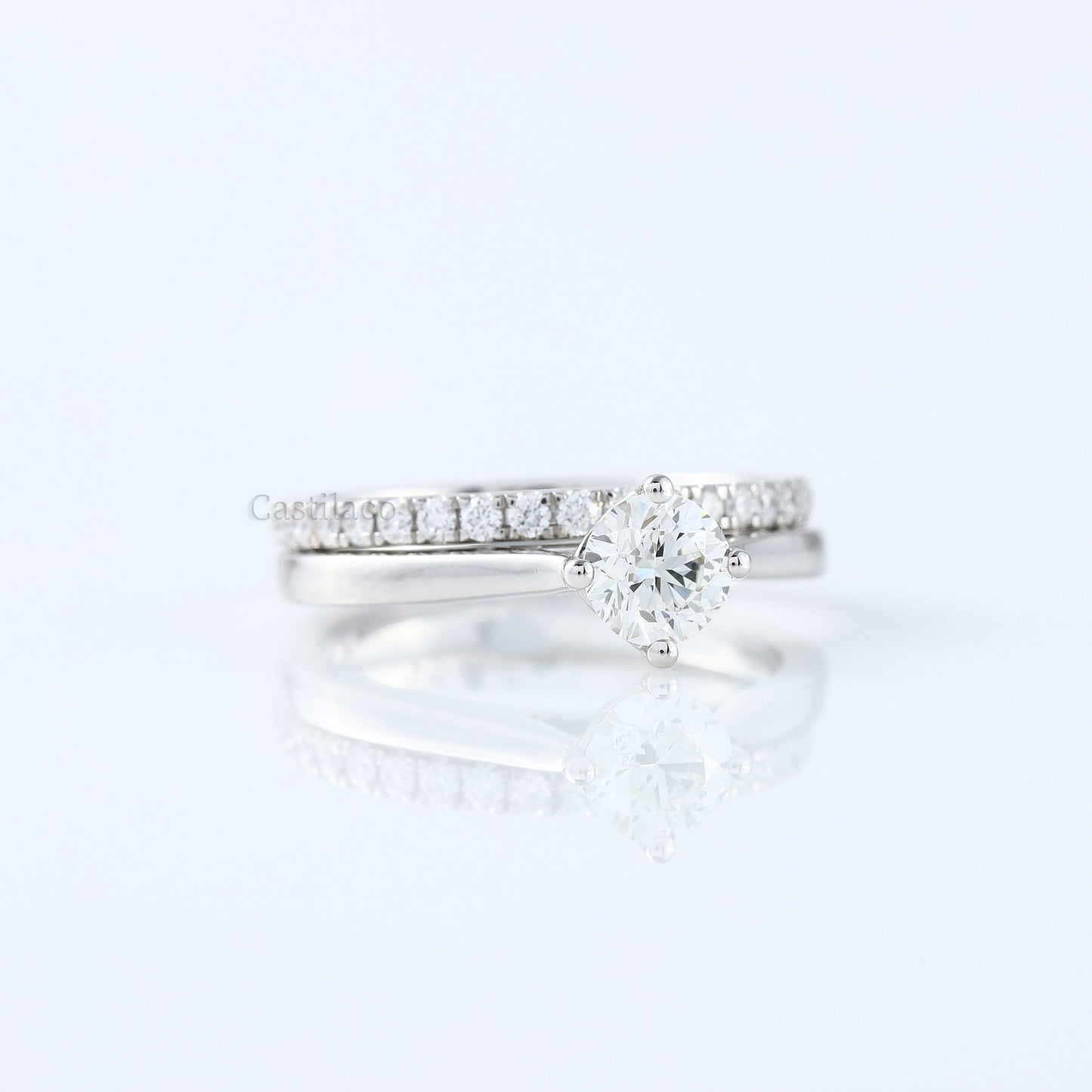 1.23 TCW Round Brilliant Cut Solitaire Moissanite Wedding Ring Set