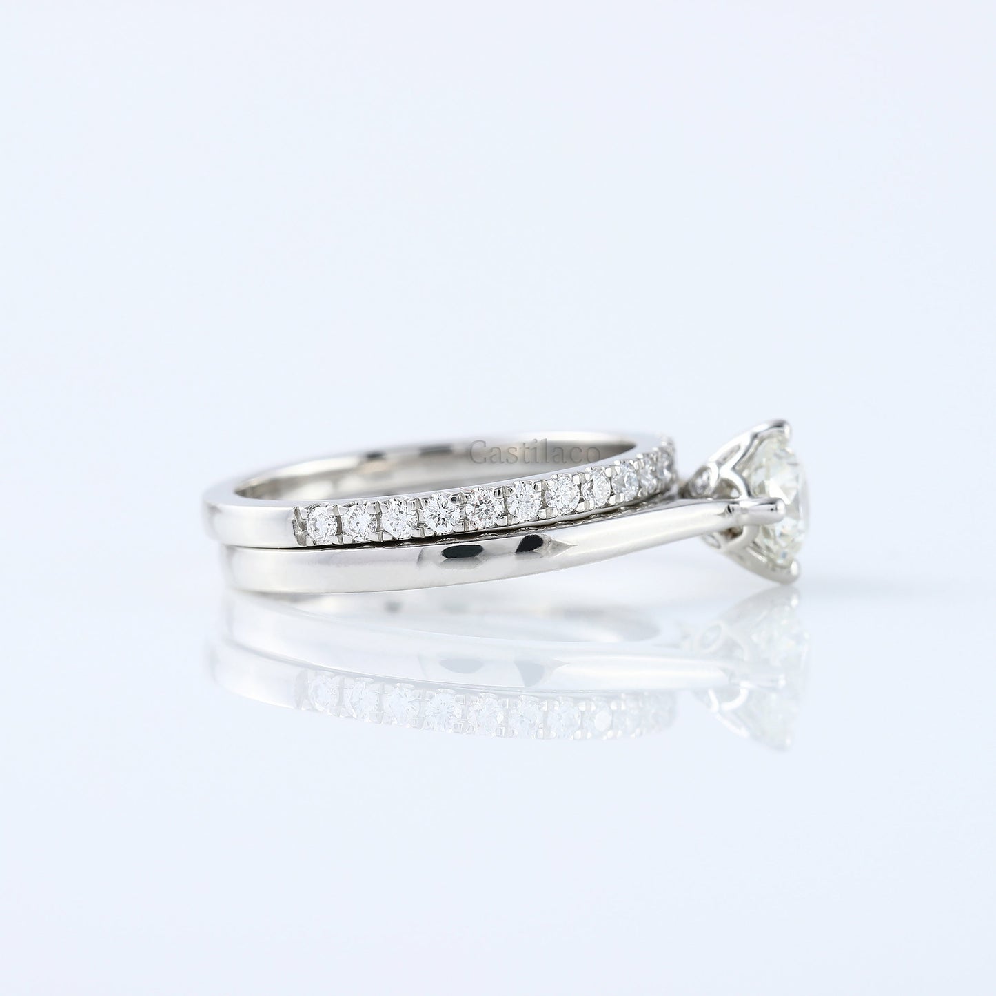 1.23 TCW Round Brilliant Cut Solitaire Moissanite Wedding Ring Set