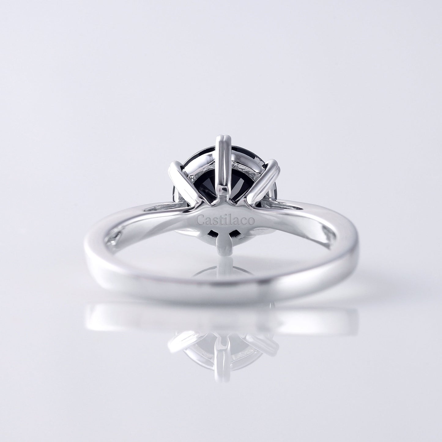 2.00 CT Round Cut Black Moissanite Engagement Ring