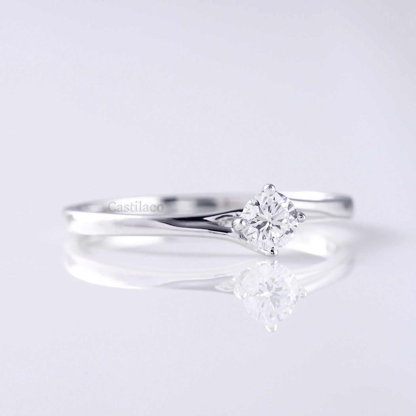 0.50 CT Round Colorless Moissanite Diamond Solitaire Promise Ring