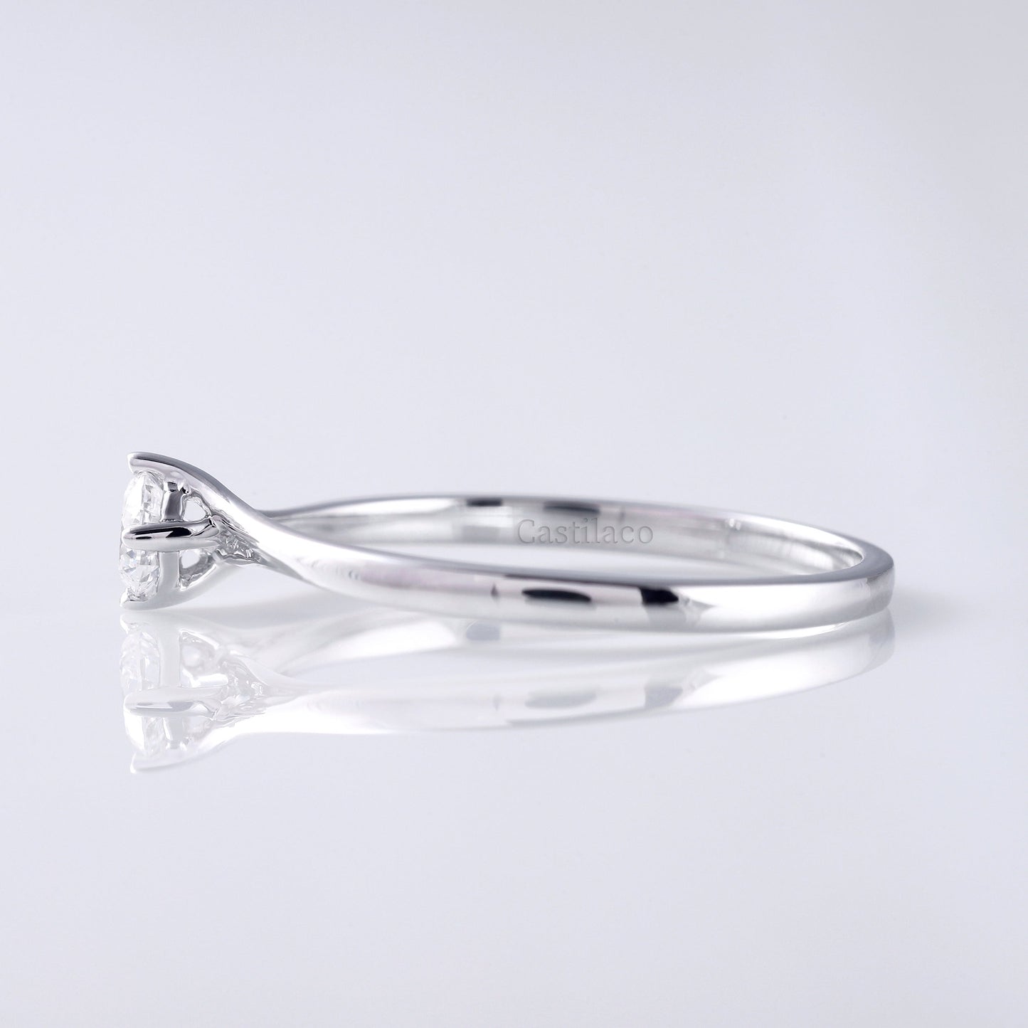 0.65 TCW Round Colorless Moissanite Solitaire 14K White Gold Promise Ring