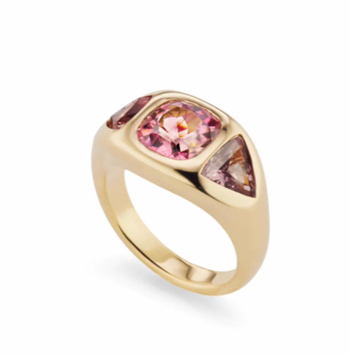 Three Stone Ring, 14K Yellow Gold & Ring