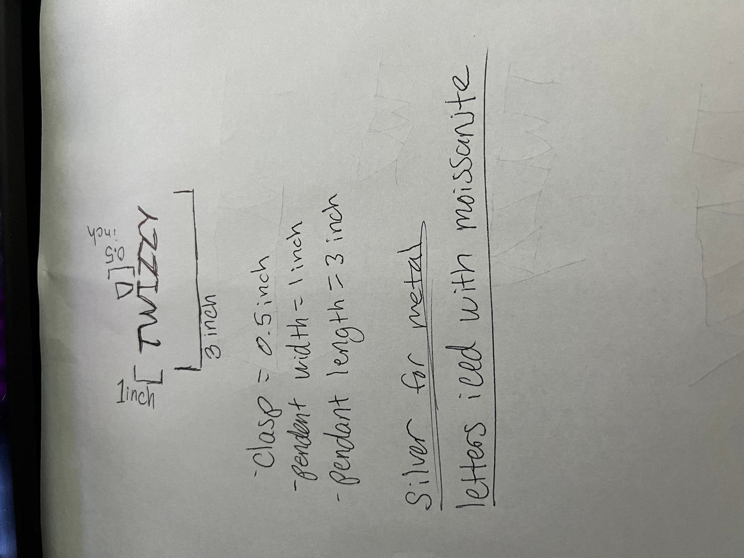 Custome Name Pendant "TWIZZY" in iced out letters with excellent cut moissanite stones 925 Silver