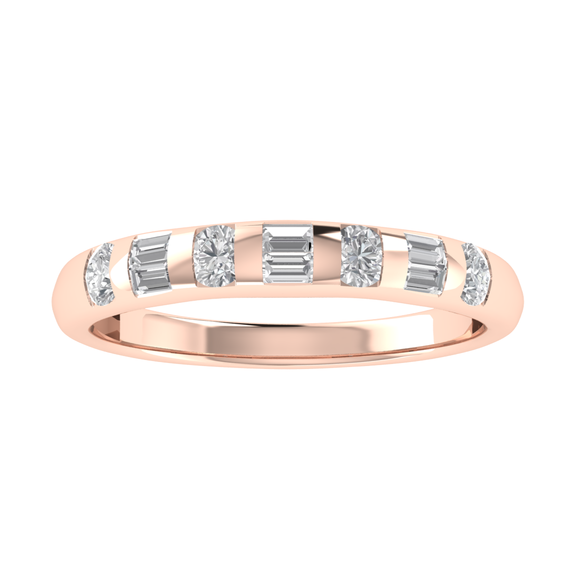 Seven Stone Flush Setting Half Eternity Moissanite Wedding Band