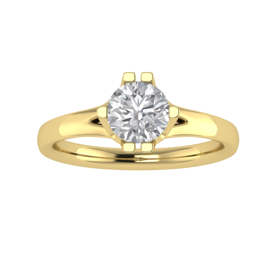 Solitaire Split Shank Round Cut Moissanite Engagement Ring