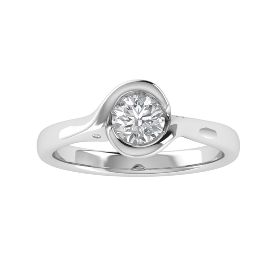 Bezel Set Solitaire Round Cut Moissanite Engagement Ring
