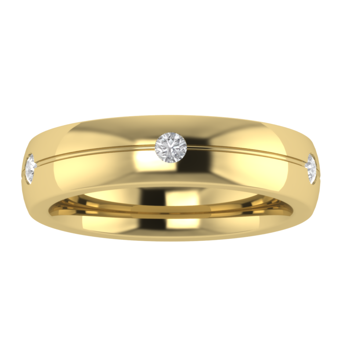 Lab Grown Diamond Three Stone 14K White Gold Wedding Band