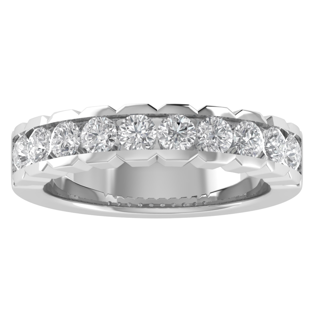 Unique Style Round Lab Grown Diamond Matching 14K White Gold Band