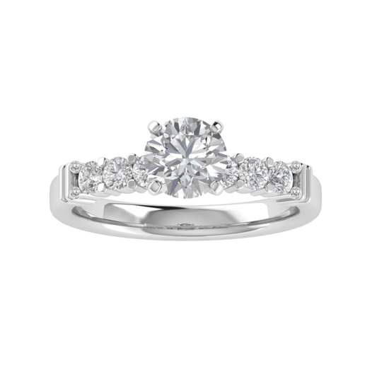 Vintage Inspired Solitaire With Accent Moissanite Engagement Ring