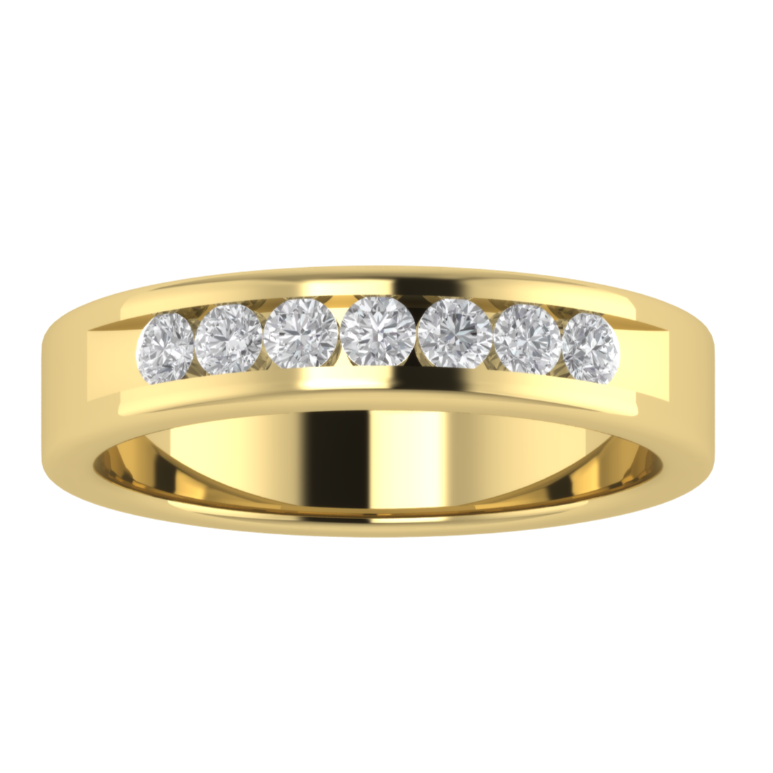 Seven Stone Channel Set Round Cut Moissanite Wedding Band