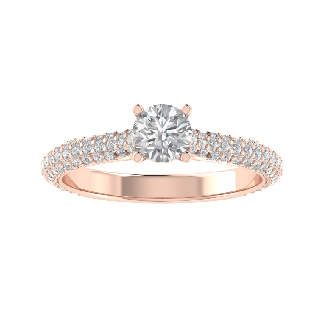 Solitaire With Accent Round Cut Moissanite Engagement Ring