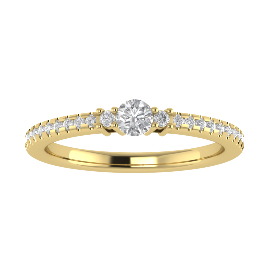 Three Stone Solitaire With Accent Moissanite Wedding Ring