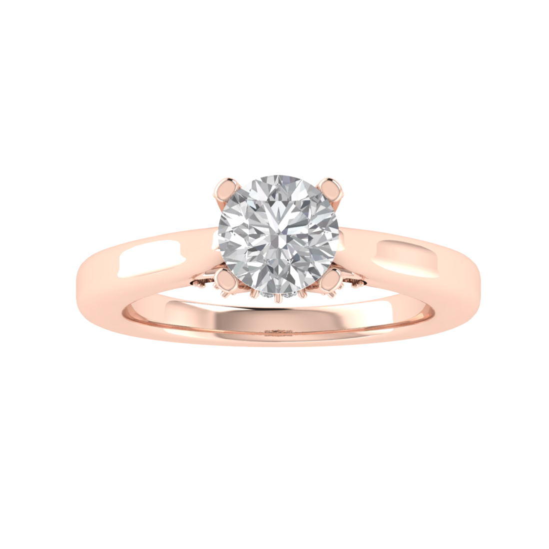 Solitaire Hidden Halo Round Cut Moissanite Engagement Ring