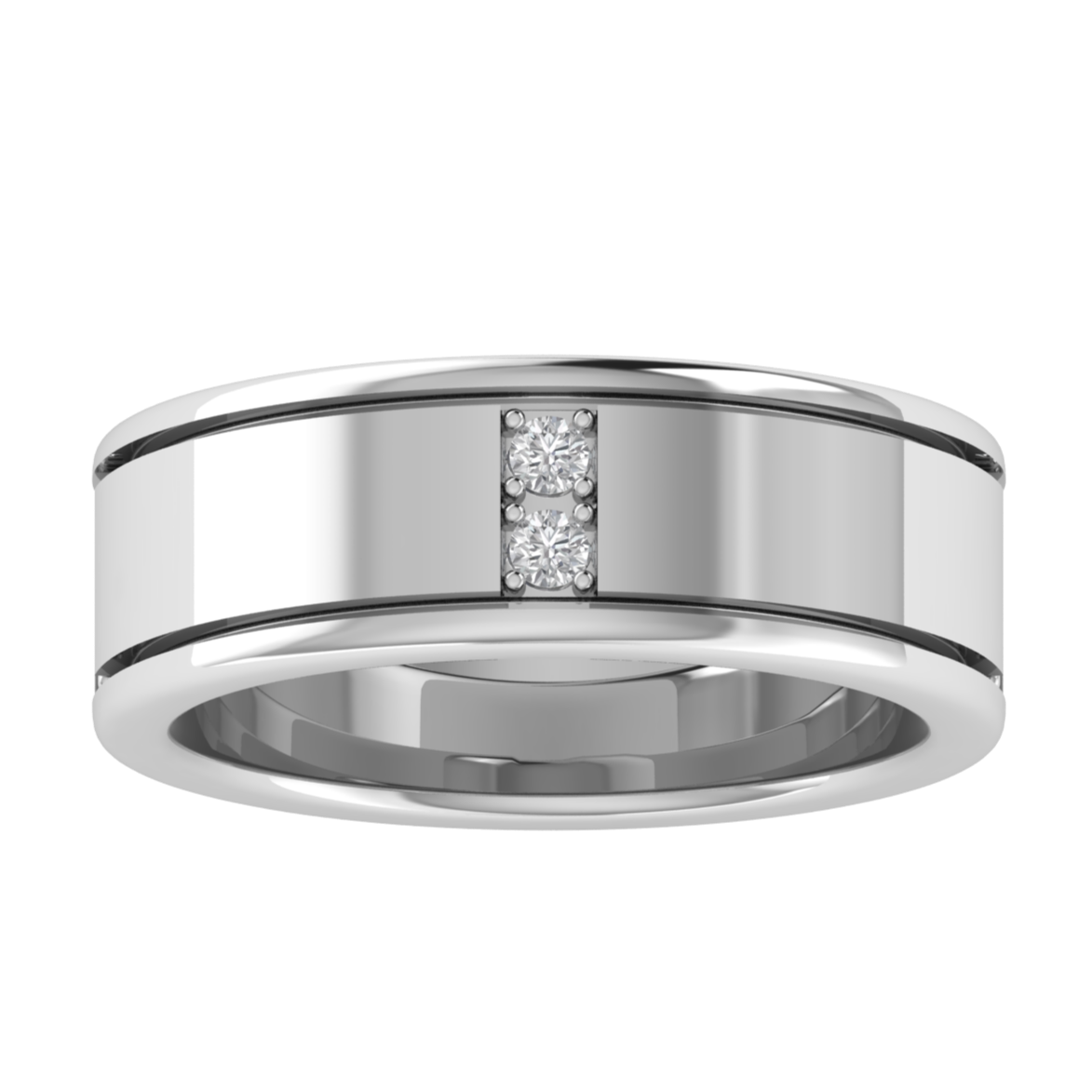 Two Stone Channel Set Round Cut Moissanite Men's Band