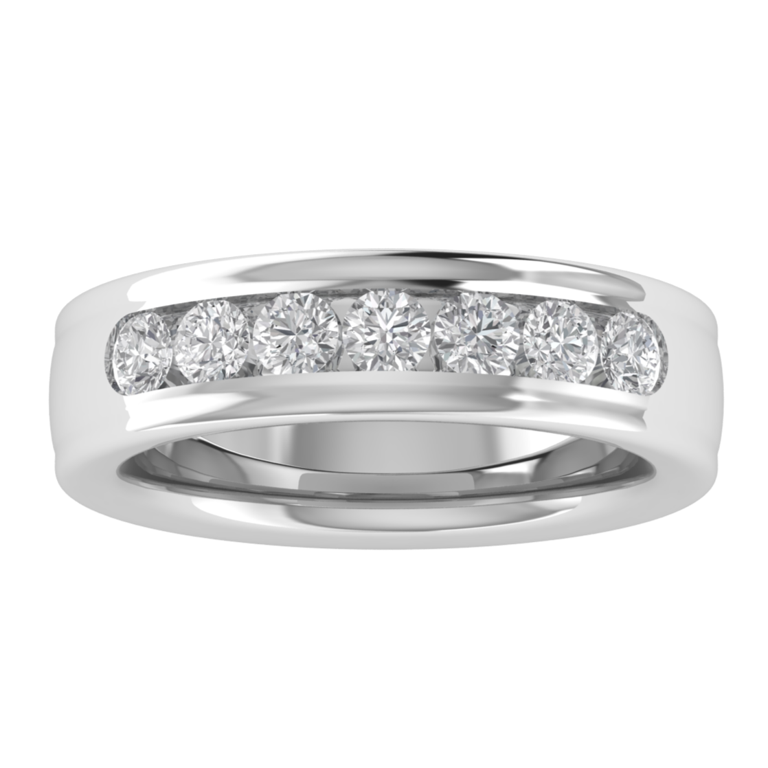 Round Lab Grown Diamond Channel Set 14K White Gold Wedding Band