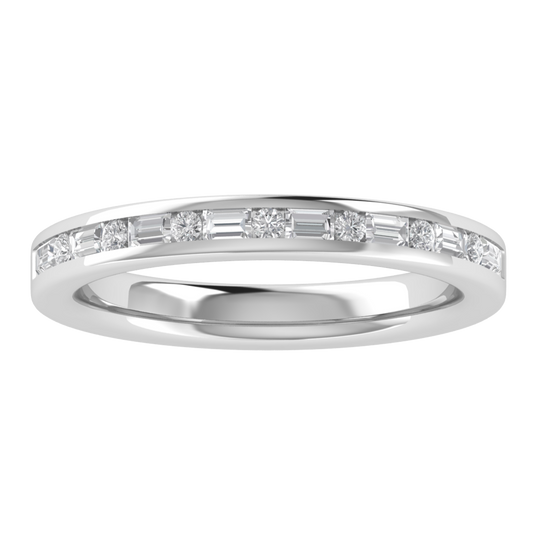 Round & Baguette Cut Moissanite Stackable Wedding Band