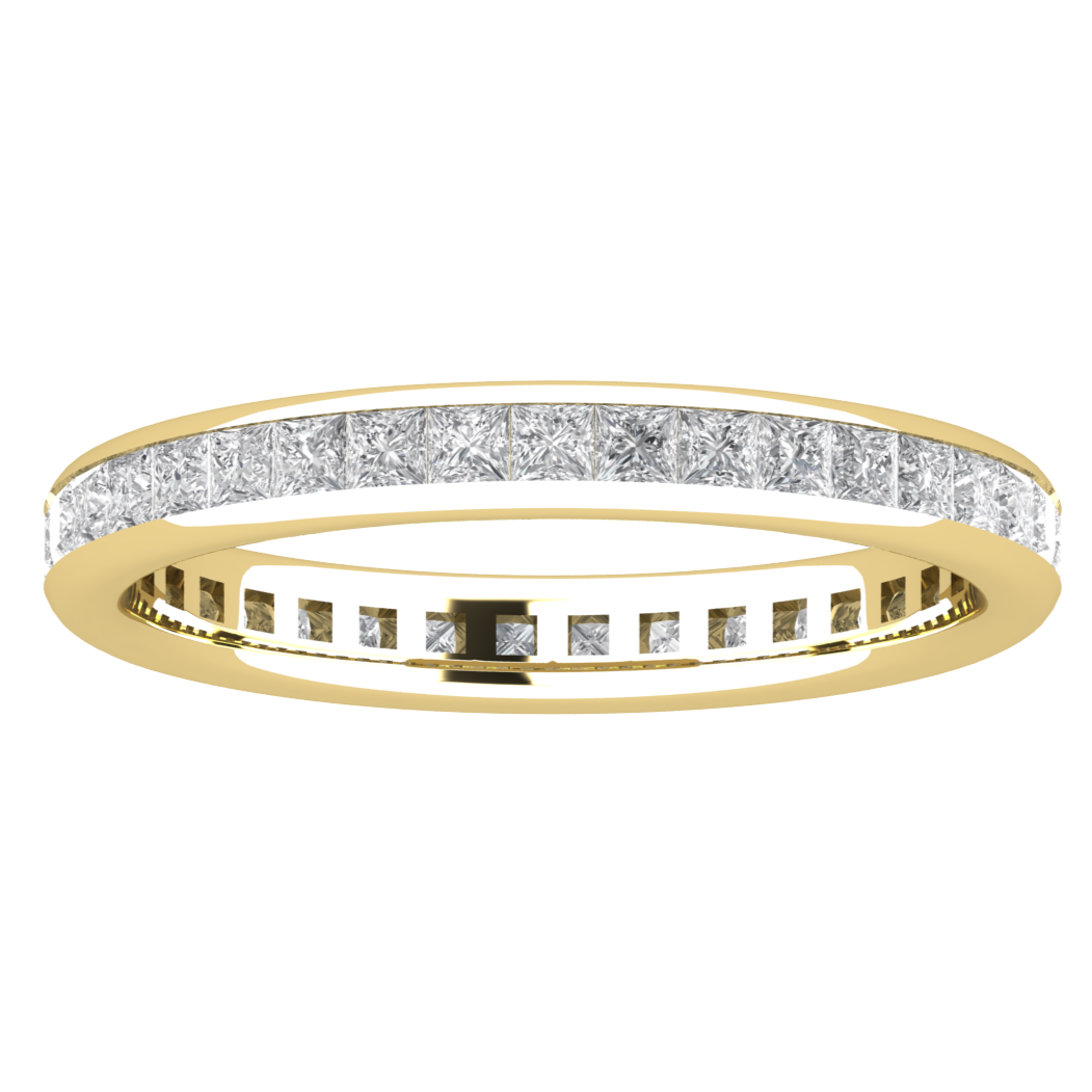 Full Eternity Channel Set Princess Cut Moissanite Wedding Band
