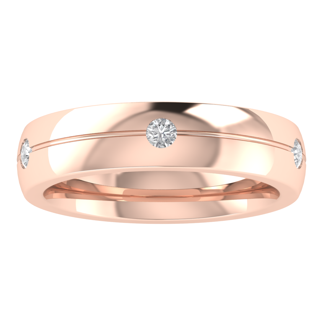 Lab Grown Diamond Three Stone 14K White Gold Wedding Band