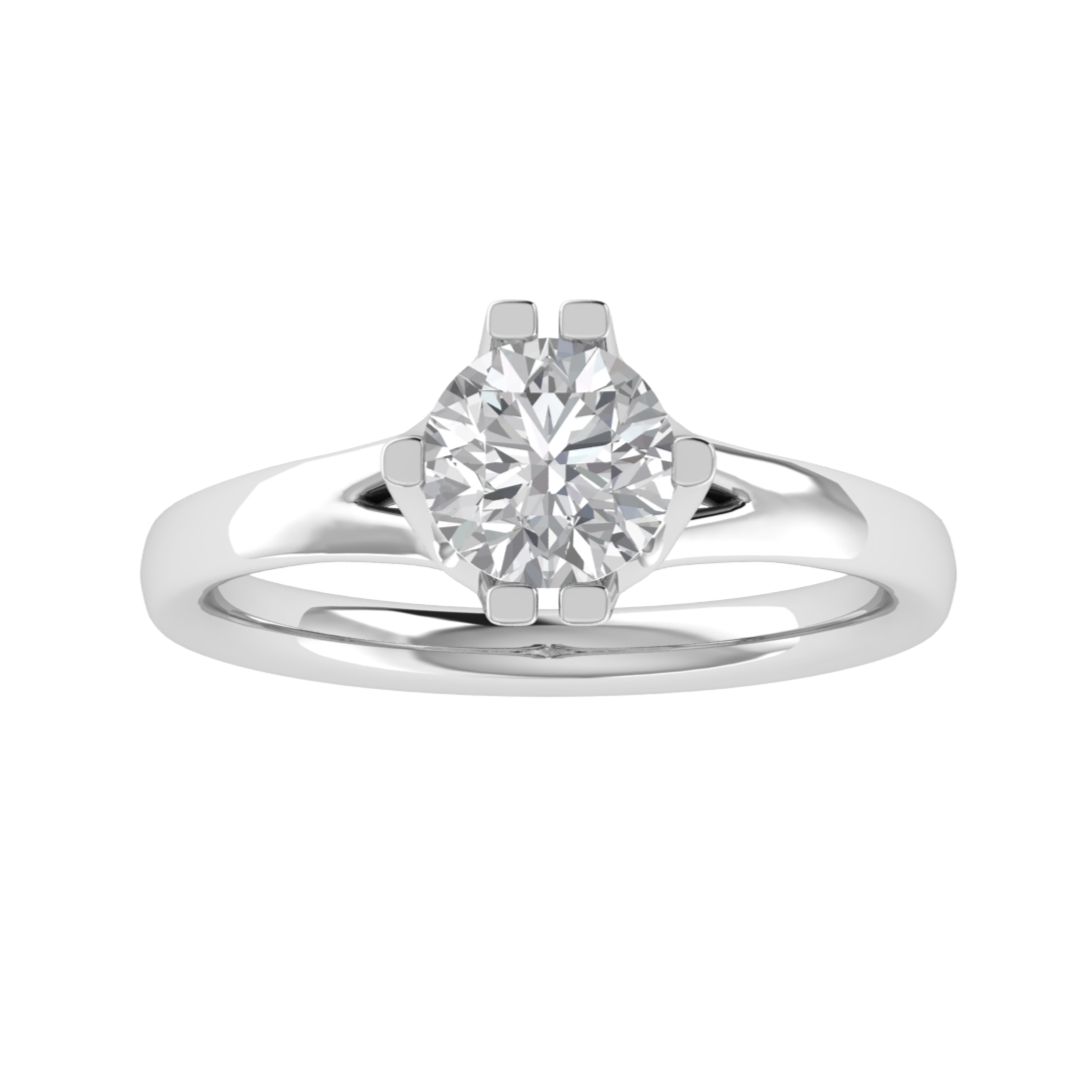 Solitaire Split Shank Round Cut Moissanite Engagement Ring