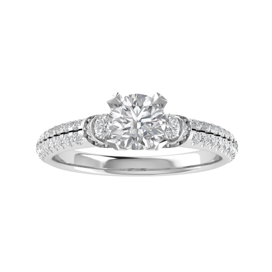 Vintage Style Three Stone Moissainte Engagement Ring