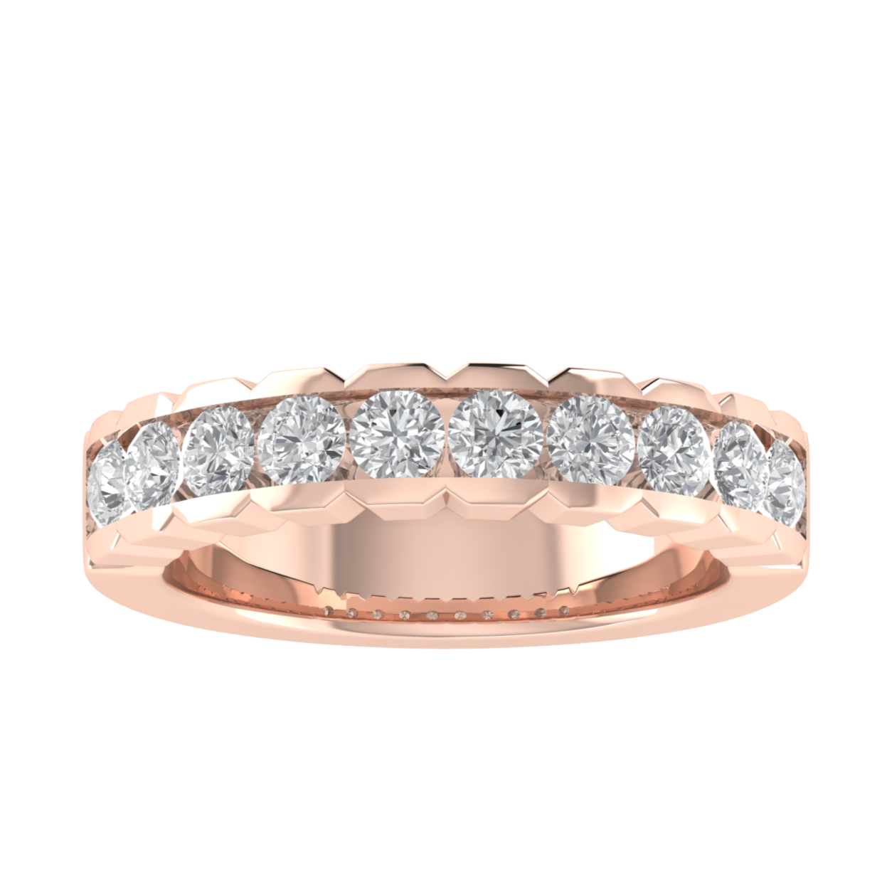 Vintage Channel Set Half Eternity Round Cut Moissanite Wedding Ring