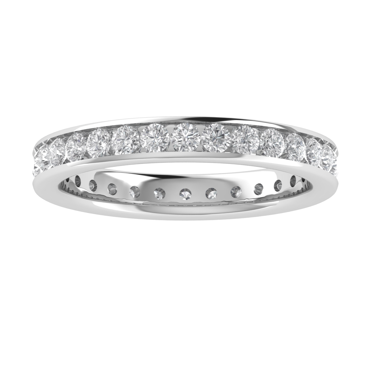 Full Eternity Round Lab Grown Diamond Channel Set 14K White Gold Wedding Band