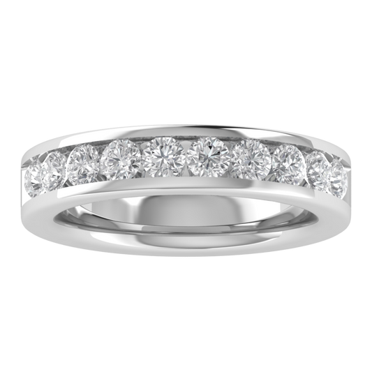Round Cut Lab Grown Diamond Channel Set 14K Gold Band