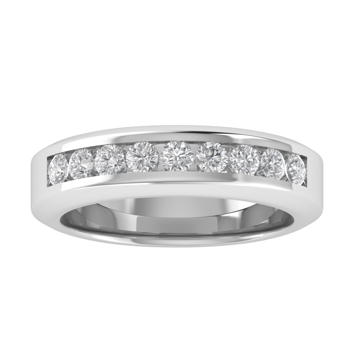 Half Eternity Lab Grown Diamond Channel Set 14K White Gold Wedding Band