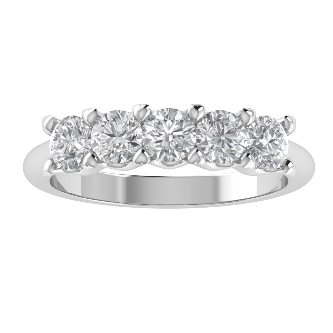 Lab Grown Diamond Five Stone 14K White Gold Wedding Ring