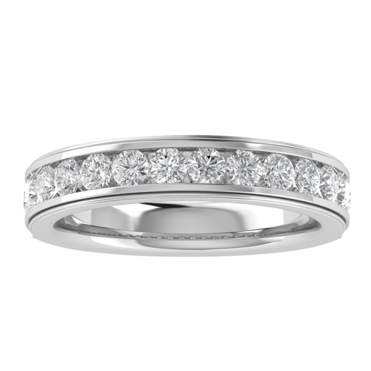 Channel Set Half Eternity Round Cut Moissanite Wedding Ring