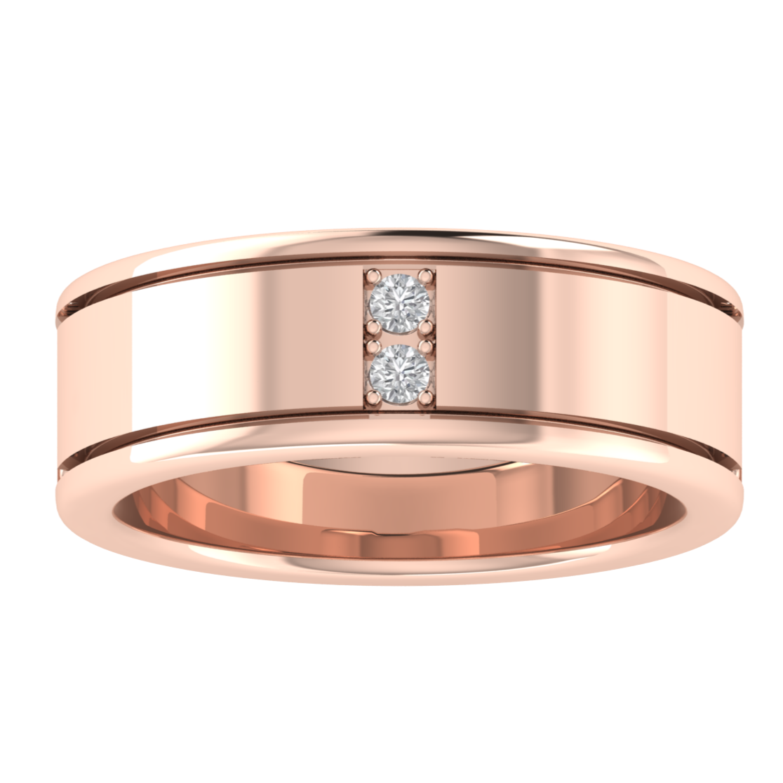 Two Stone Channel Set Round Cut Moissanite Men's Band