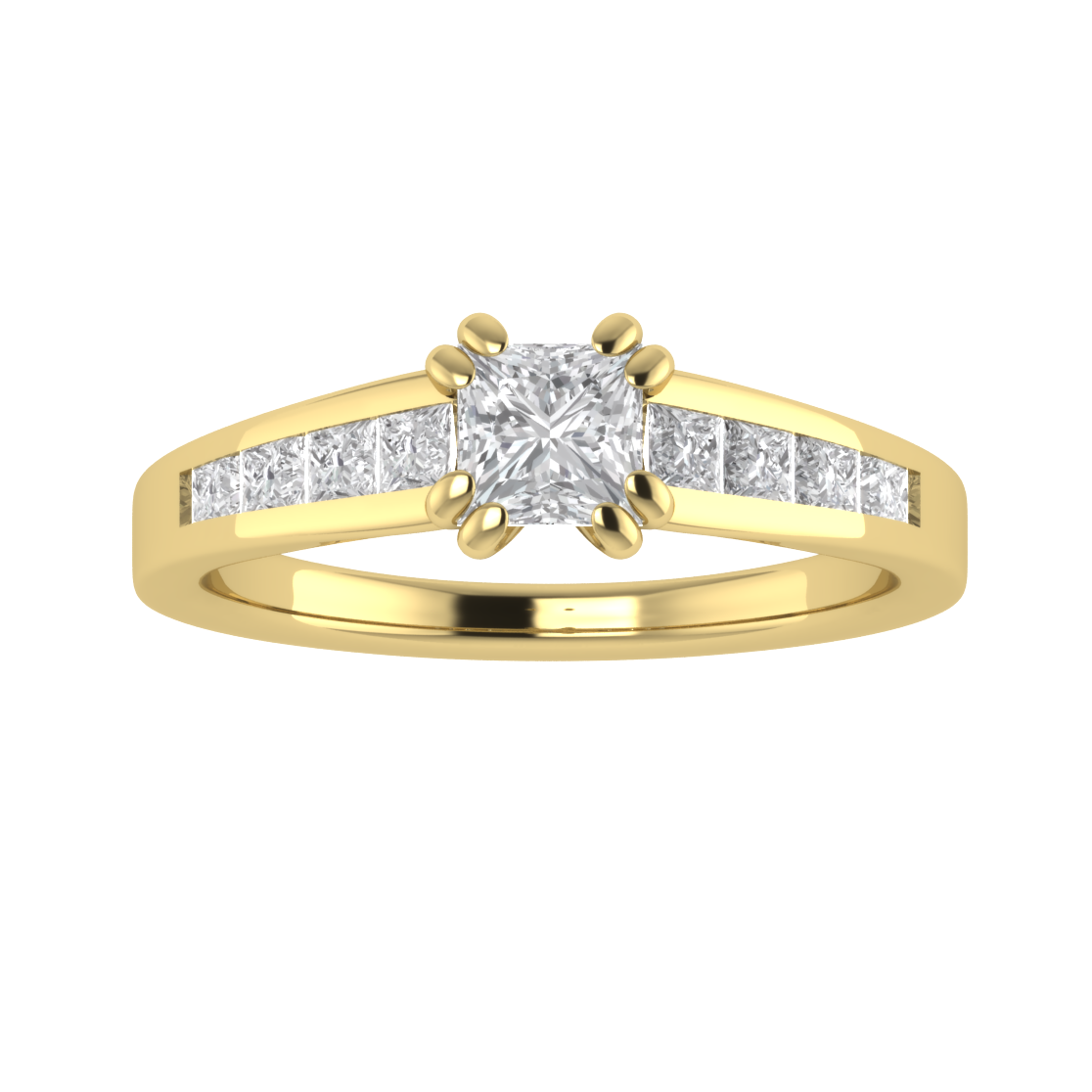 Princess Colorless Moissanite Diamond Engagement 14K White Gold Ring