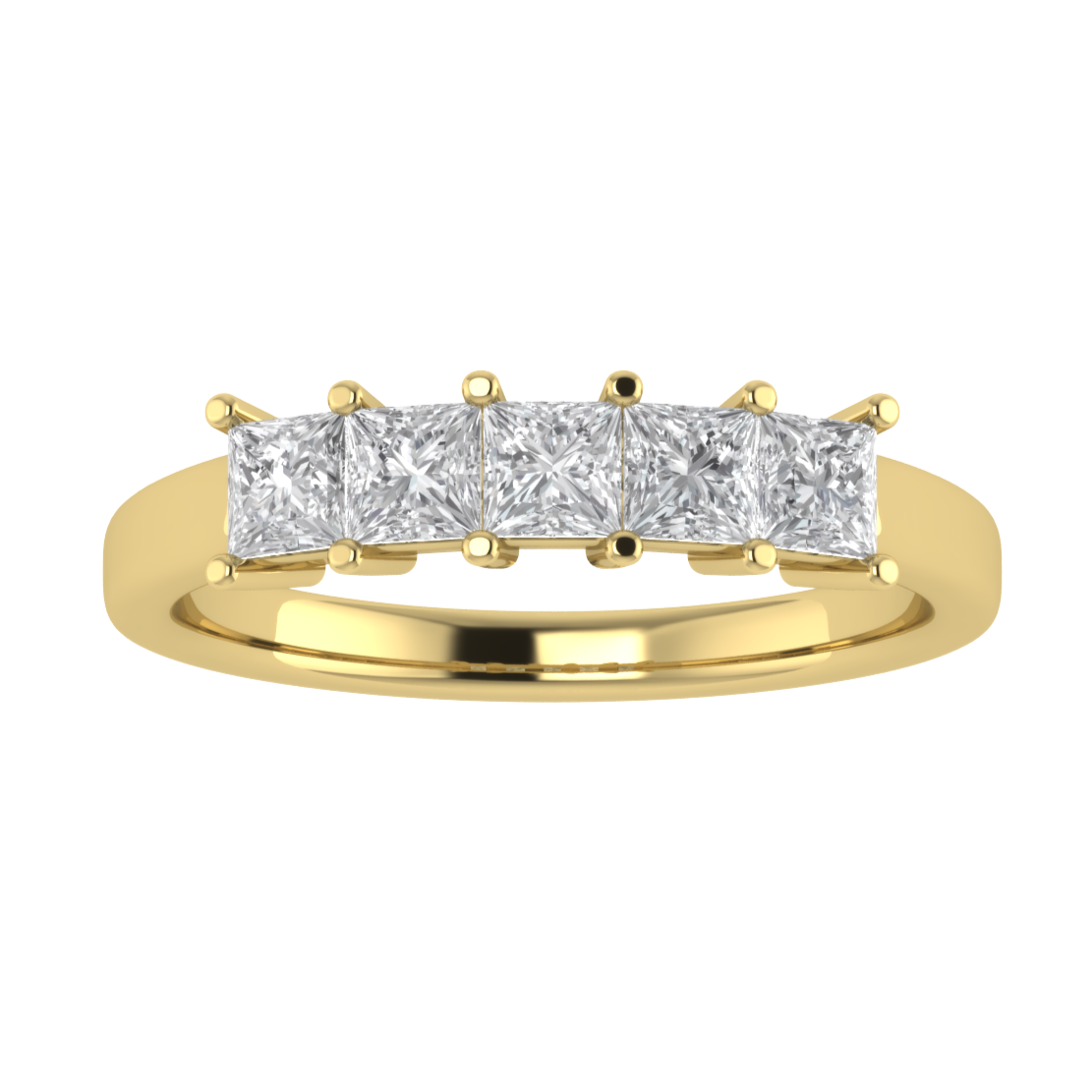 Princess Cut Five Stone Moissanite Wedding Ring