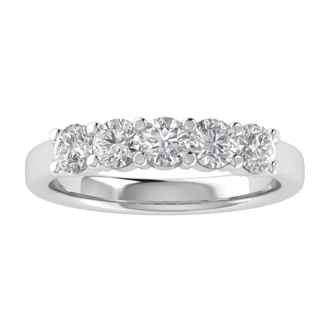 Round Five Stone Half Eternity Moissanite Wedding Ring