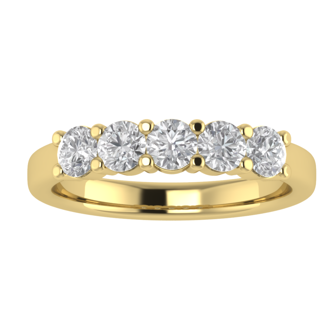 Round Five Stone Half Eternity Moissanite Wedding Ring