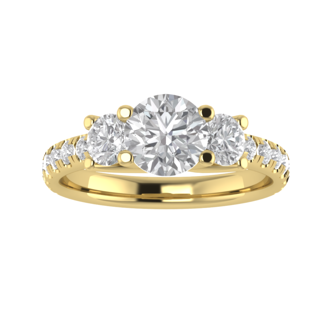 Three Stone Solitaire With Accent Moissanite Ring