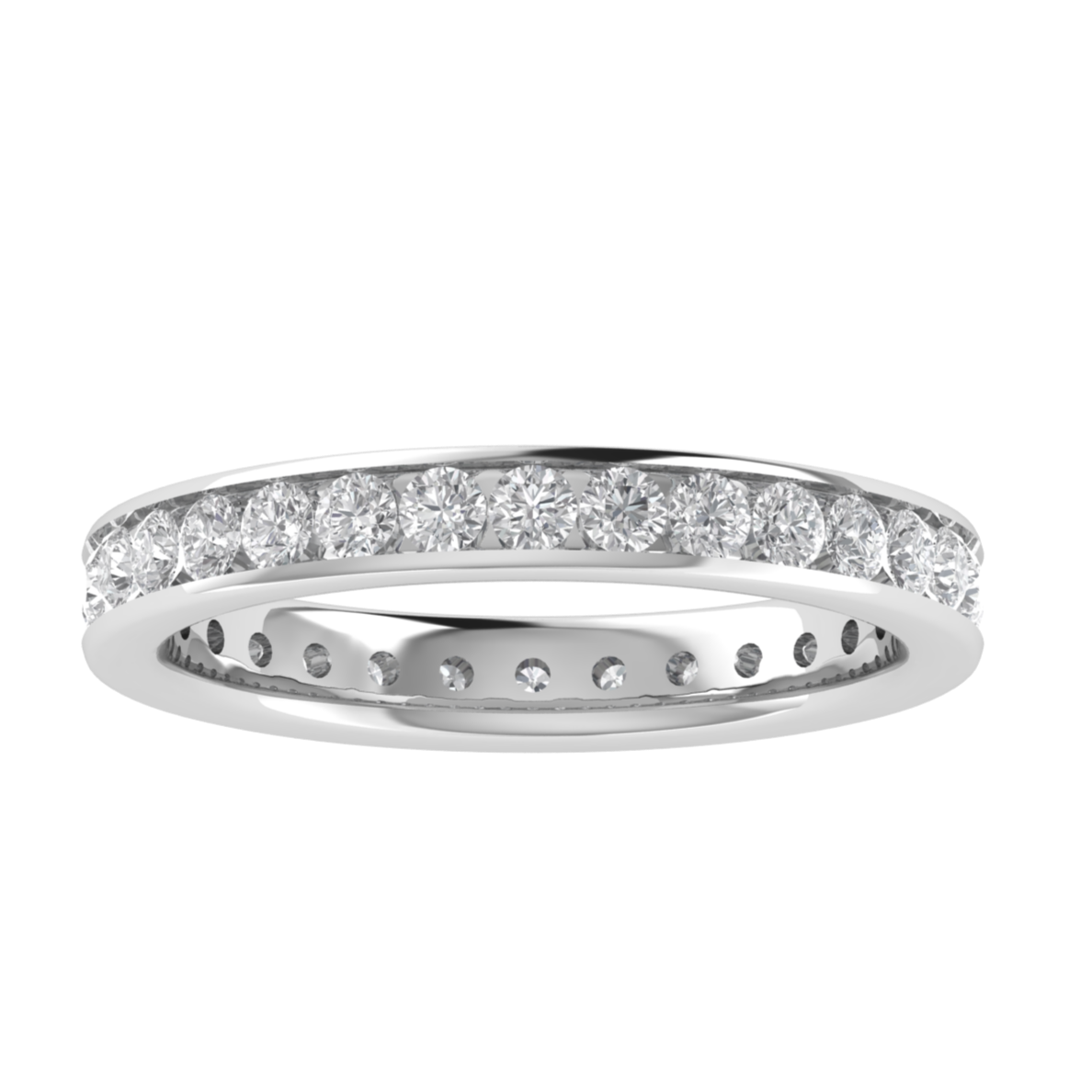 Full Eternity Channel Set Round Cut Moissanite Wedding Band