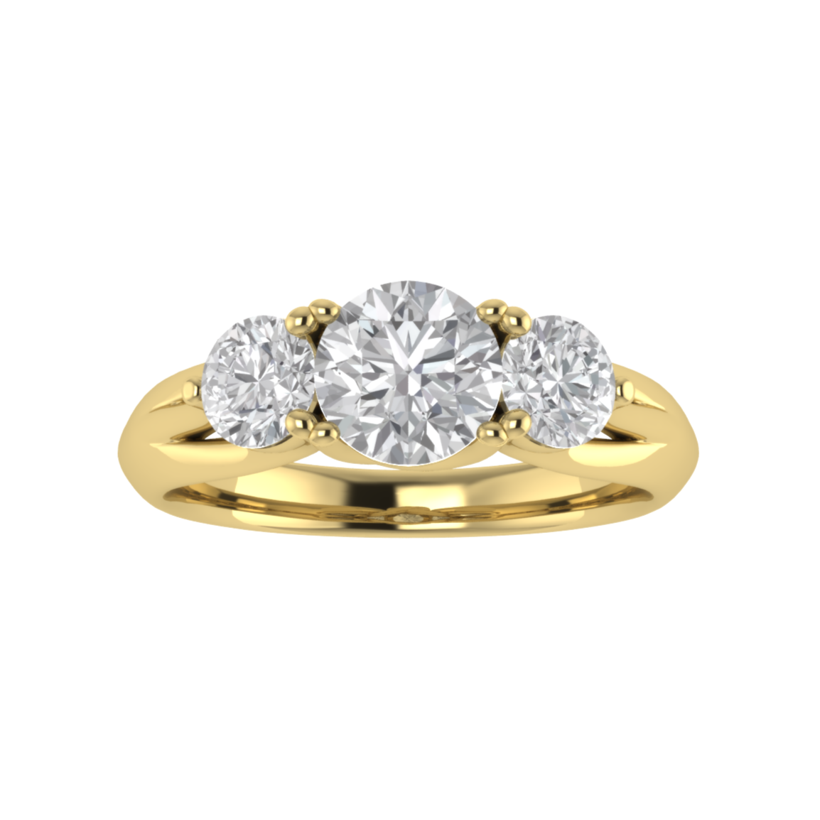 Three Stone Round Cut Moissanite Engagement Ring