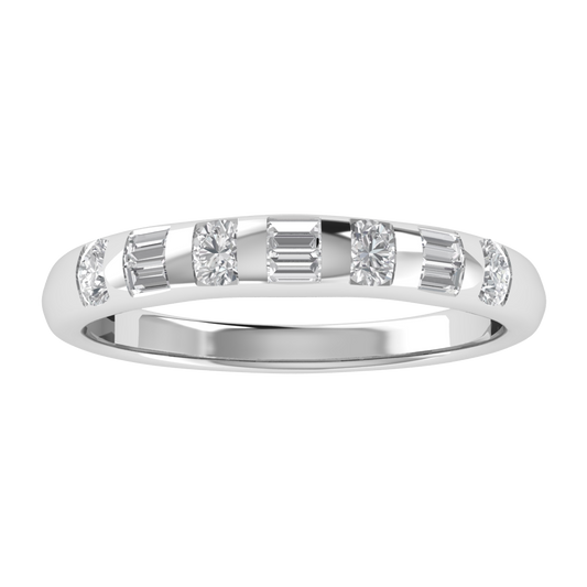 Seven Stone Flush Setting Half Eternity Moissanite Wedding Band