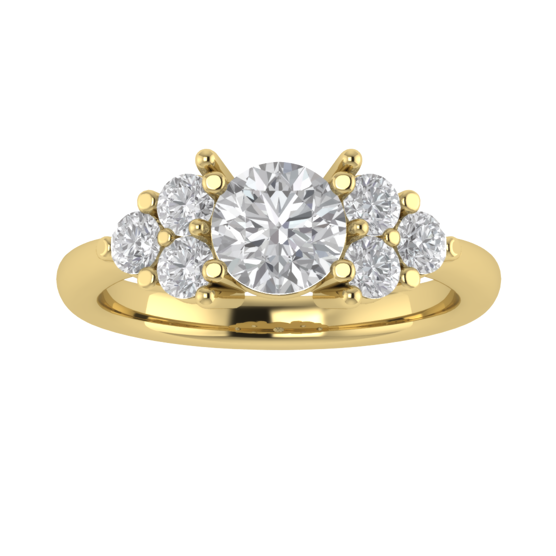 Seven Stone Cluster Round Cut Moissanite Engagement Ring