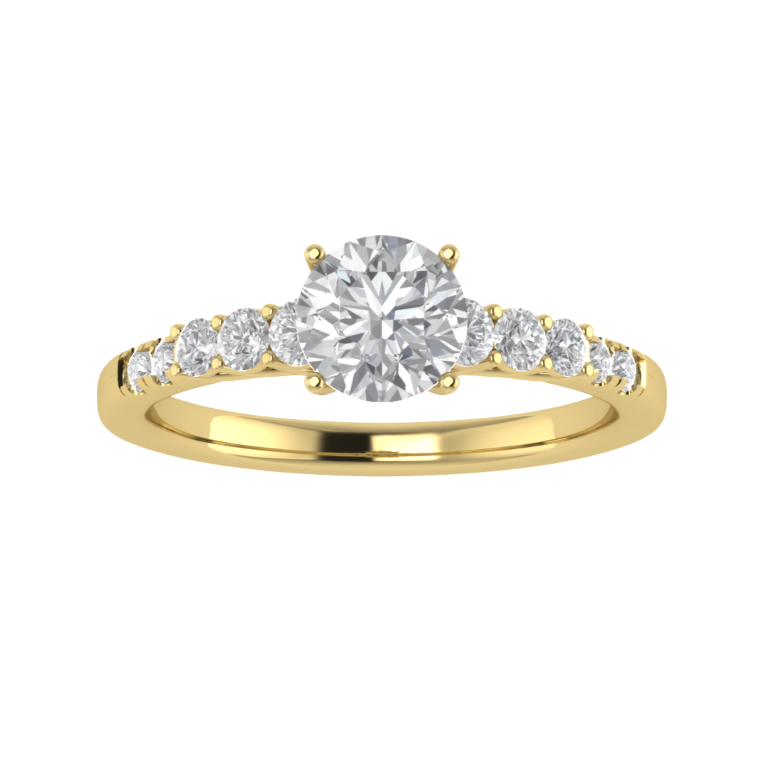 Hidden Halo Milgrain Solitaire With Accent Moissanite Ring