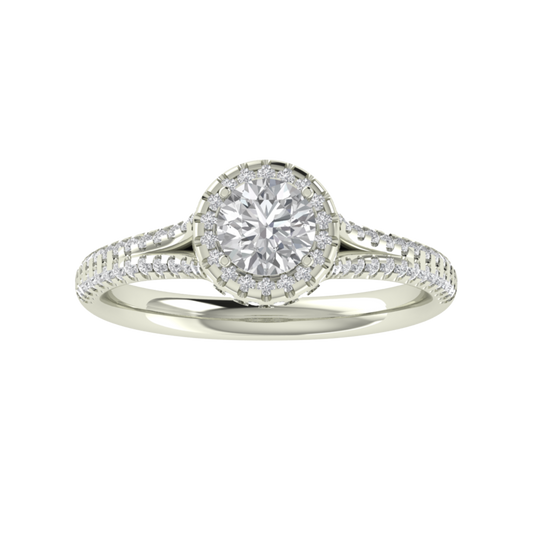 Vintage Inspired Halo Round Cut Moissanite Engagement Ring